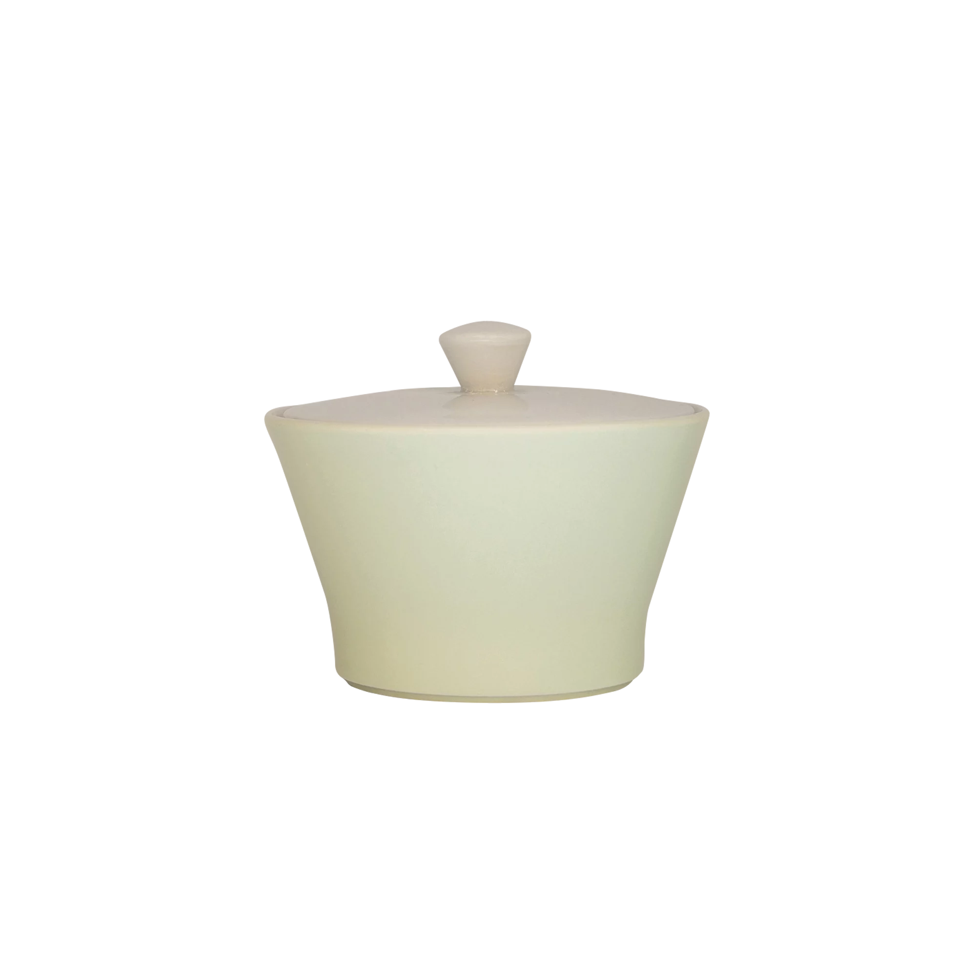 Produktbild DAISY Melange Zuckerdose in seladongrün inkl. Deckel in weiß, Höhe: 7 cm, seitliche Ansicht